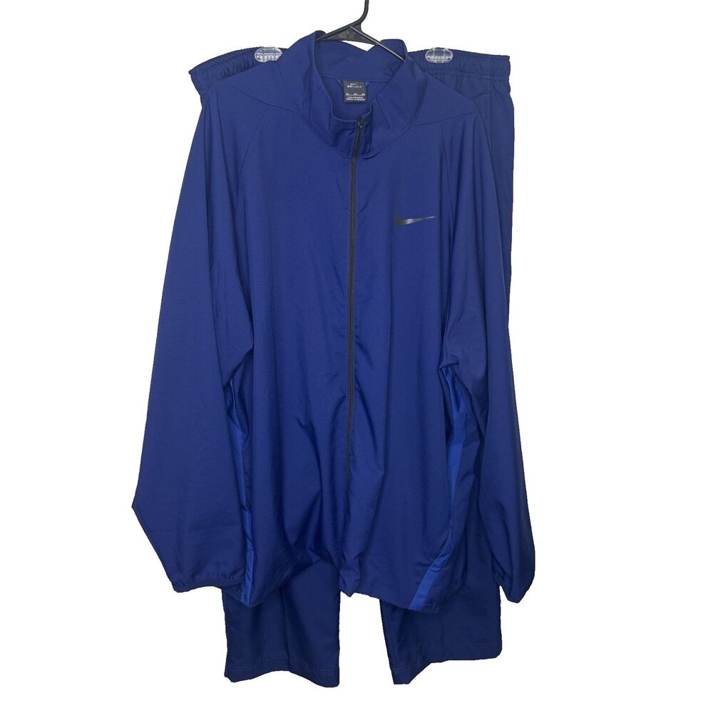 Nike Mens 4XL Big & Tall Blue Tracksuit Full Zip Track Jacket Pants Set Dri-Fit - Picture 2 of 9